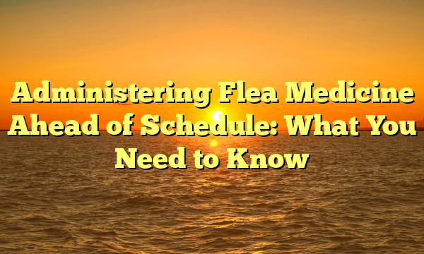 Administering Flea Medicine Ahead of Schedule: What You Need to Know